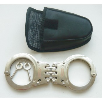 CI Hi-Security 96 Handschellen Gelenk Scharnier vernickelt symetrisch + Handschellentasche